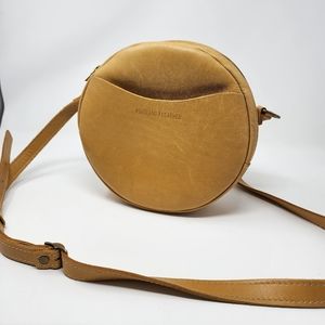 Leather crossbody round purse with zipper